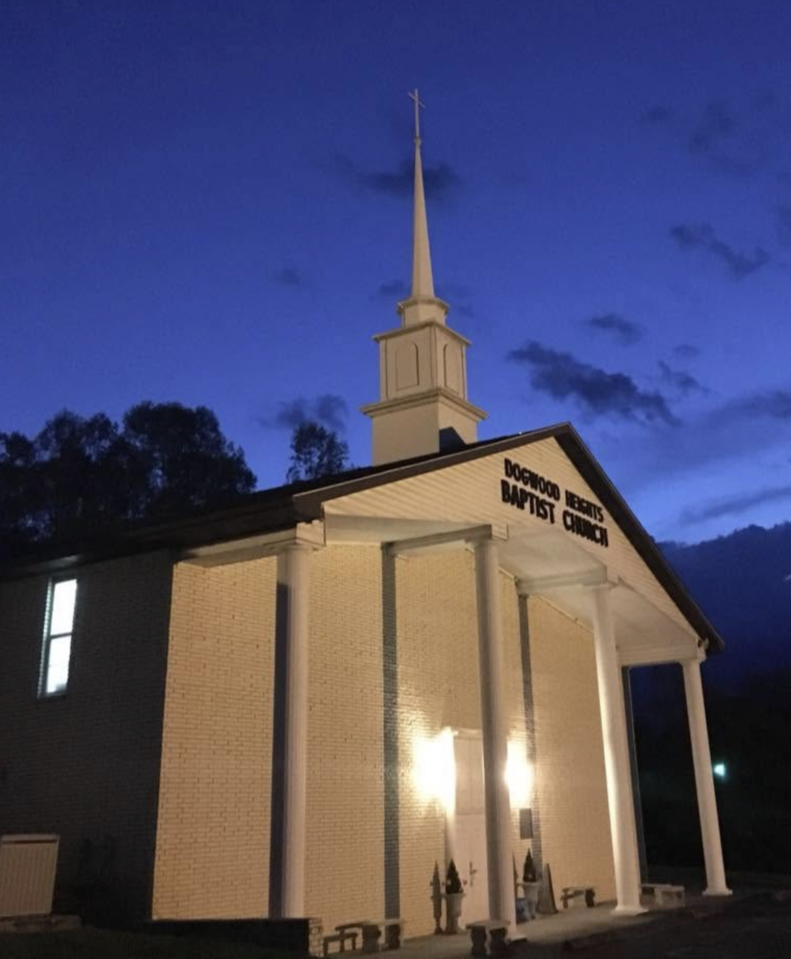 Dogwood Heights Missionary Baptist Church at dusk